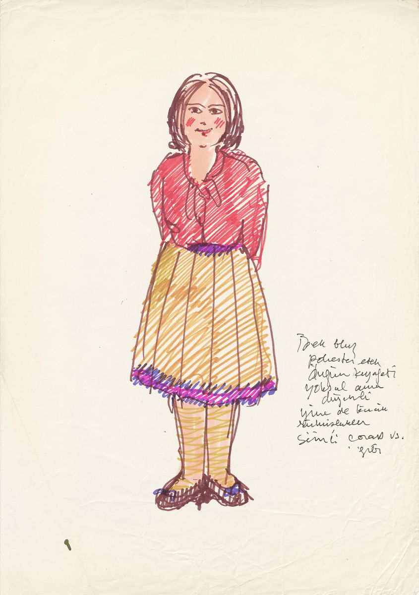 14 Karw1576010 Gülsün Karamustafa’nın <i>Bir Yudum Sevgi</i> (1984) filmi için hazırladığı kostüm taslakları<br />
Salt Araştırma, Gülsün Karamustafa Arşivi 