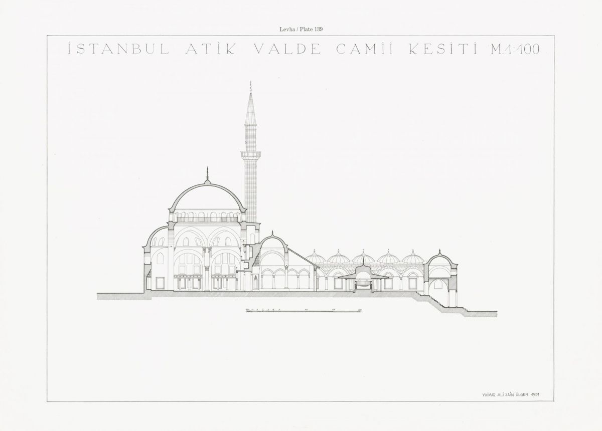 2 27 Mimar Ali Saim Ülgen tarafından hazırlanan Atik Valide Camii kesiti<br />
SALT Araştırma, Ali Saim Ülgen Arşivi