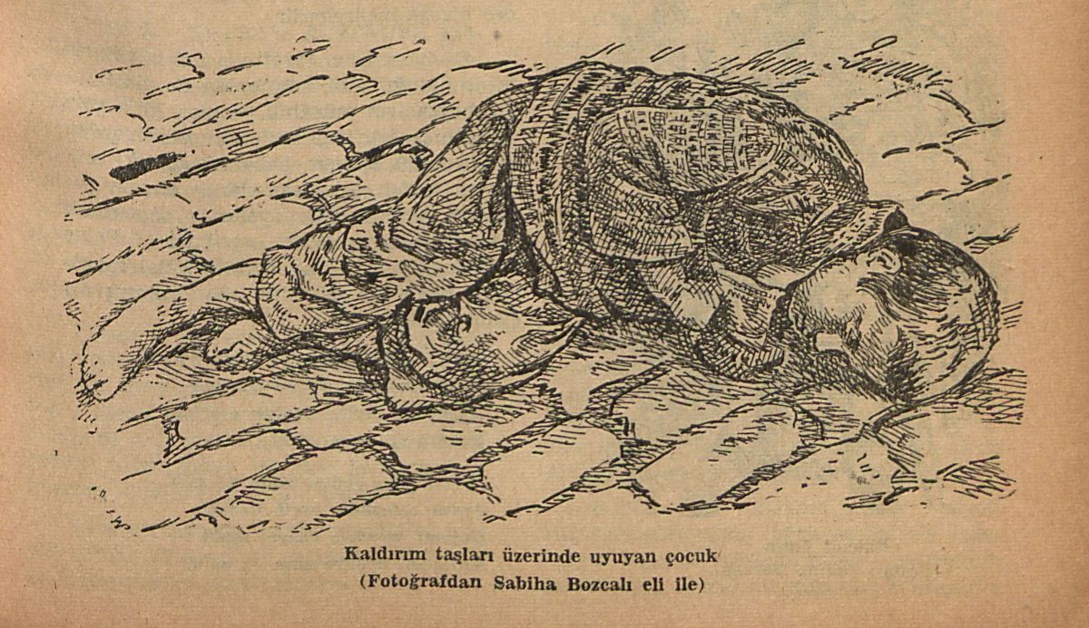 2 Iam0800664059 Sabiha Bozcalı’nın kimsesiz çocuklara dair bir çizimi, <i>İstanbul Ansiklopedisi</i>, Cilt: 8, 1966, s. 4059<br />
Salt Araştırma ve Kadir Has Üniversitesi, Reşad Ekrem Koçu ve İstanbul Ansiklopedisi Arşivi<br />
