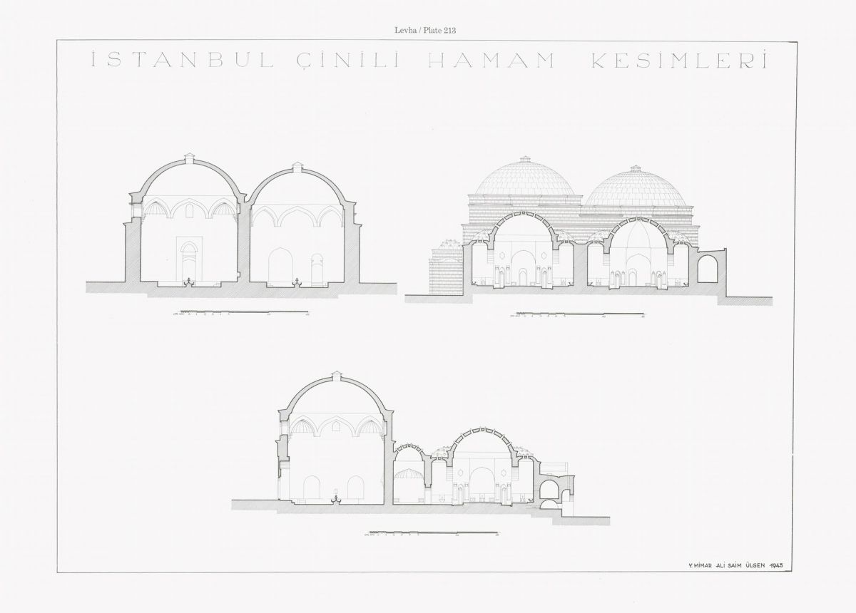 31 1 Mimar Ali Saim Ülgen tarafından hazırlanan Çemberlitaş Hamamı kesitleri<br />
SALT Araştırma, Ali Saim Ülgen Arşivi