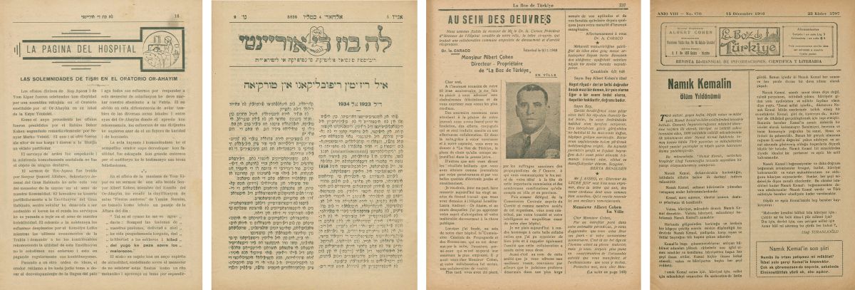 5 Merged <i>La Boz de Türkiye</i>’nin çeşitli sayılarındaki Ladino, Yidiş, Fransızca ve Türkçe sayfalardan bir seçki<br />
Salt Araştırma, Basın Arşivi<br />
