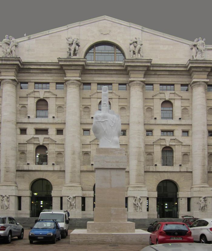Maurizio Cattelan,  L.O.V.E. Maurizio Cattelan, <i>L.O.V.E.</i>, Milan, Piazza degli Affari, 2010