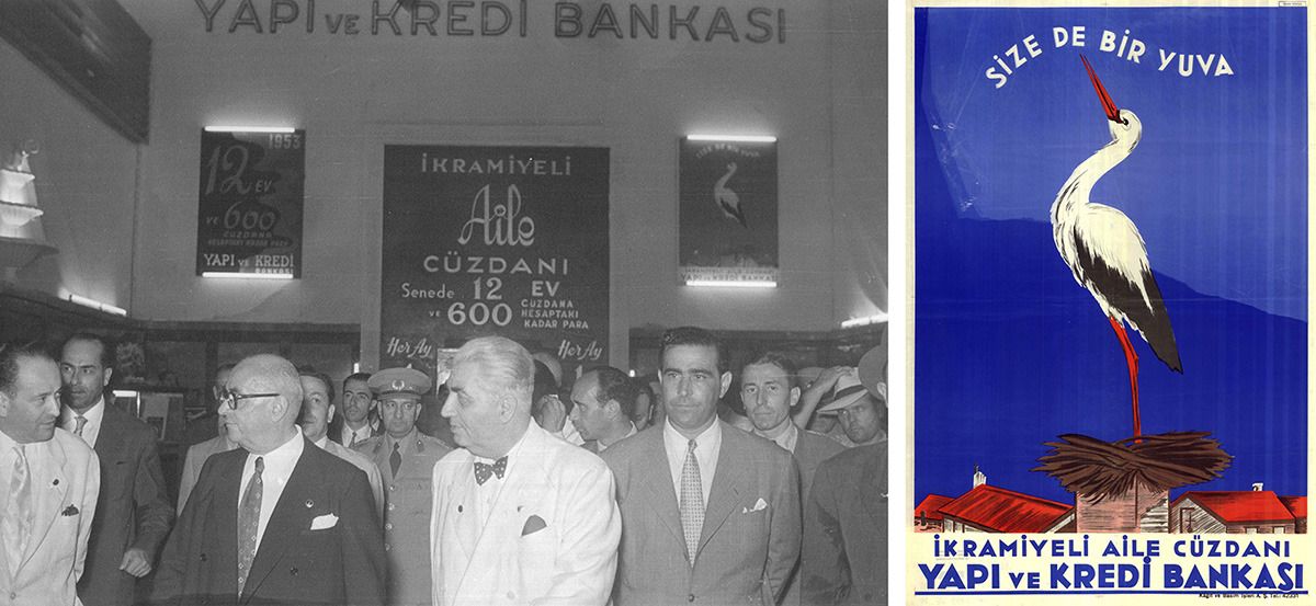Bozcali 3 İzmir Fuarı'nda Yapı ve Kredi Bankası Afişi, 1953<br /><br />

