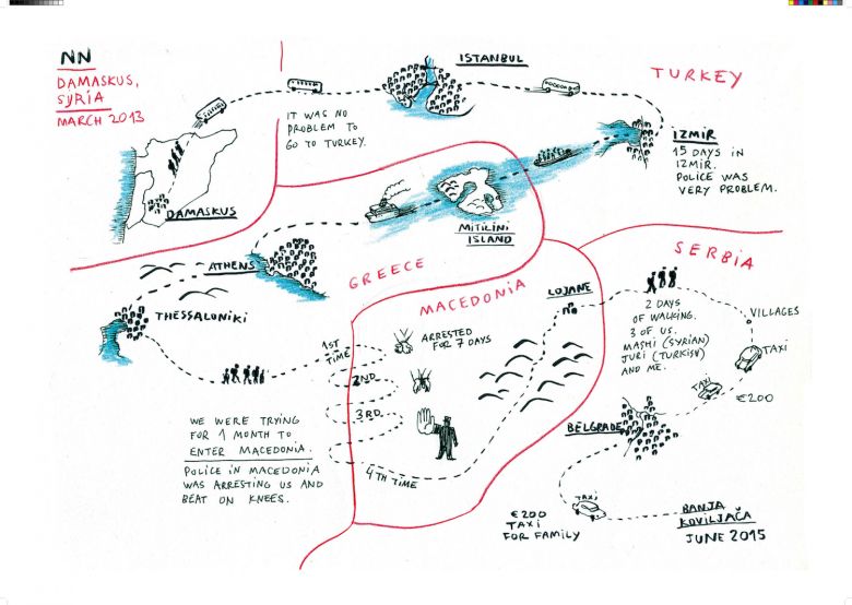 Djordjebalmazovic Škart kolektifinden Đorđe Balmazović ve Sırbistan’daki Banja Koviljača Kampı’ndaki sığınmacıların iş birliğiyle, Sırbistan, 2015 (Sanatçının ve Grupa 484’ün izniyle)