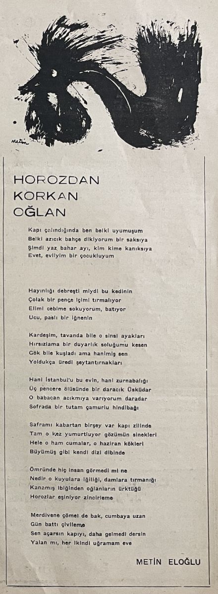 Gorsel 2 Metin Eloğlu, “Horozdan Korkan Oğlan”, <i>Yeditepe Dergisi</i>, Sayı: Yeni Seri 1, 1-15 Nisan 195