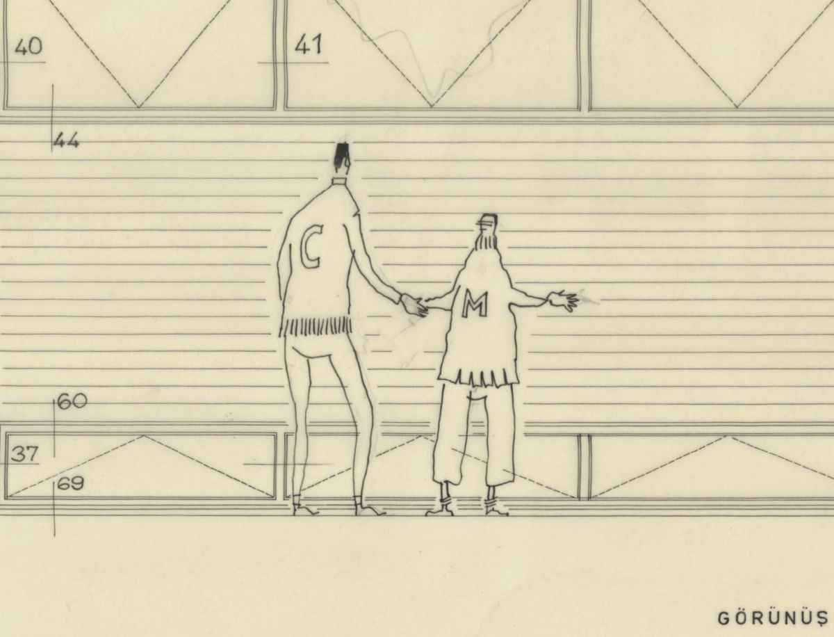 Gorsel003 Ankara Yüksek Öğretmen Okulu sistem detayları, cephe görünüşü (detay), ölçek: 1/20, 1963<br />
Salt Araştırma, Doğan Tekeli-Sami Sisa Arşivi<br />