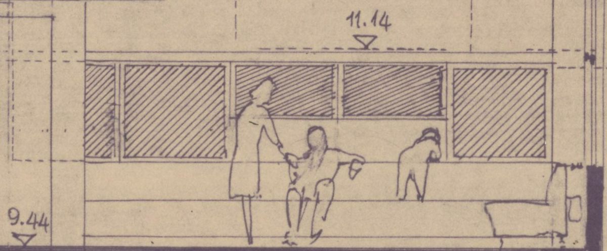 Gorsel007 Beşiktaş'ta bir apartman için tadilat projesi, boyuna kesit (detay), 1975 <br />
Salt Araştırma, Nezih Eldem Arşivi<br />