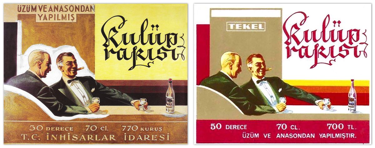 Gorsel31 1940lar 70ler Kulup Rakisi İnhisarlar İdaresi ve Tekel döneminin Kulüp Rakısı etiketleri<br /><br />
