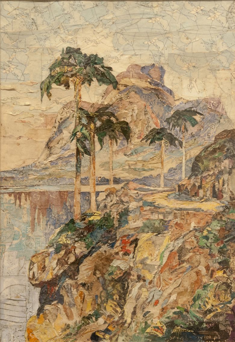 Bozcalı’nın annesi Handan Hanım’ın posta pullarıyla yaptığı bir kolaj Bozcalı’nın annesi Handan Hanım’ın posta pullarıyla yaptığı bir kolaj
<i>Ressam Sabiha Rüştü Bozcalı</i> sergisi, SALT Galata