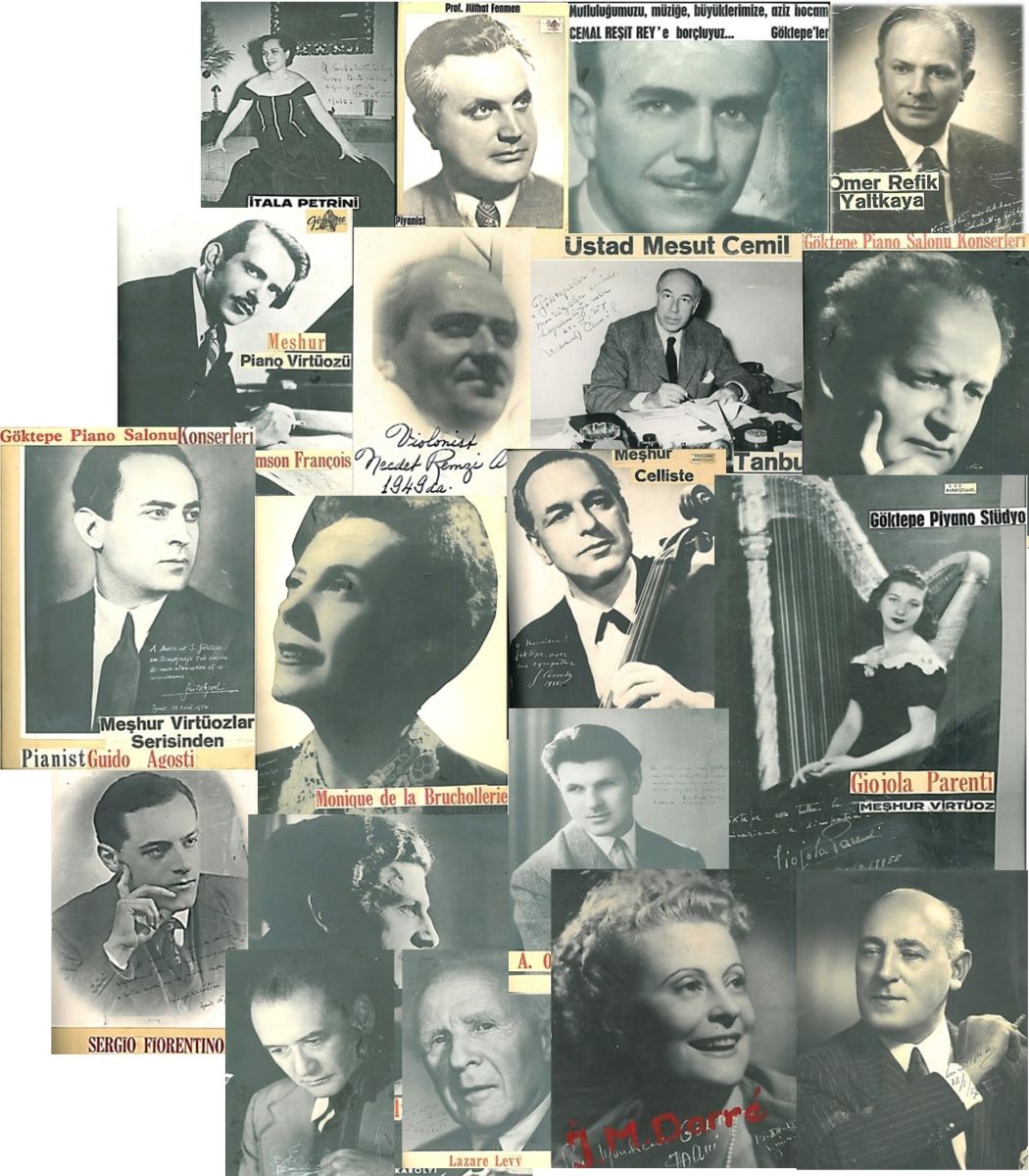 Resim10 Göktepe Piyano Salonu’nda konser veren sanatçıların imzalı fotoğraflarından bir kolaj<br /><br />

